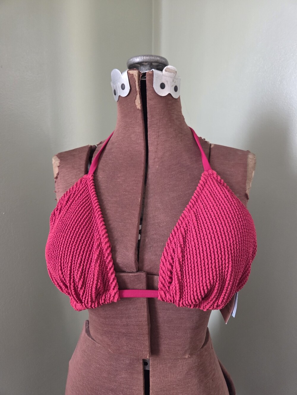 New Shade & Shore Womens Large 12/14 Dark Red Bikini Swim Top